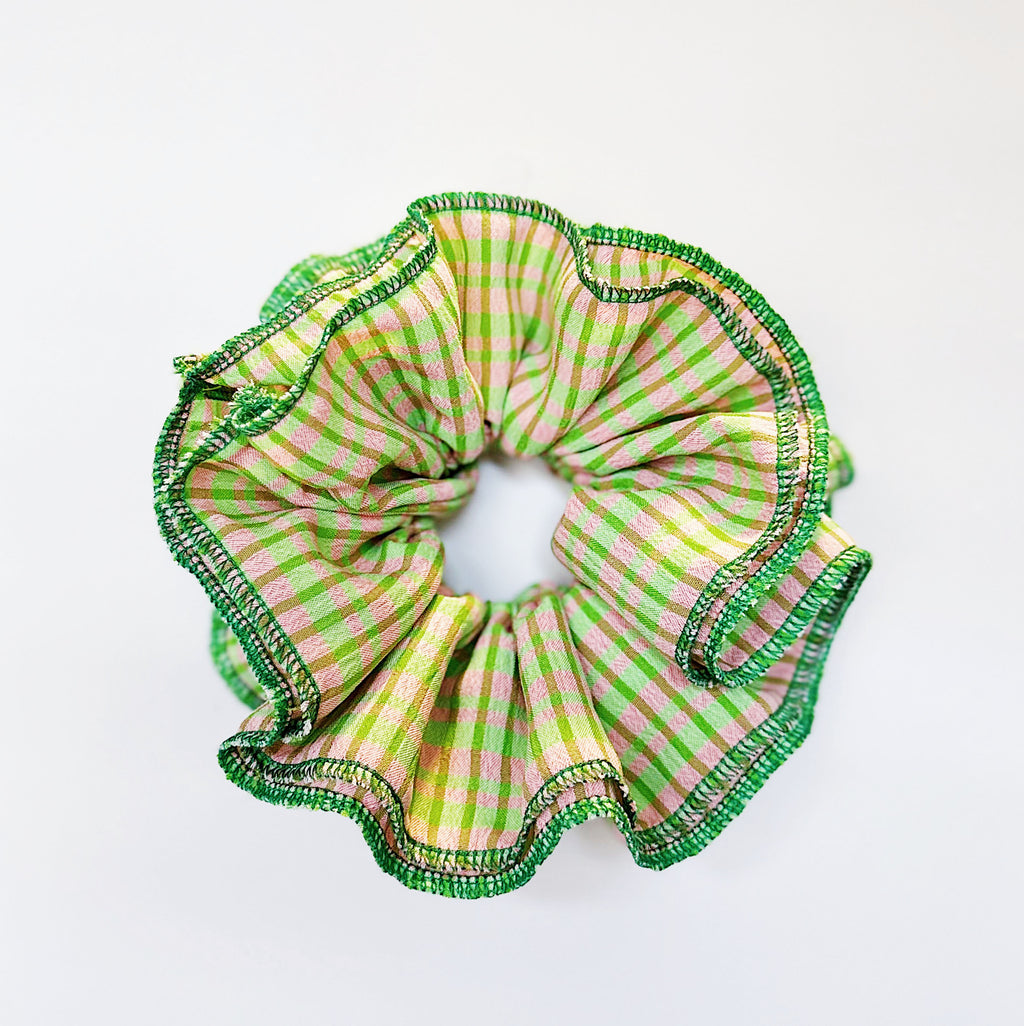 Statement Green&Pink Gingham Scrunchies
