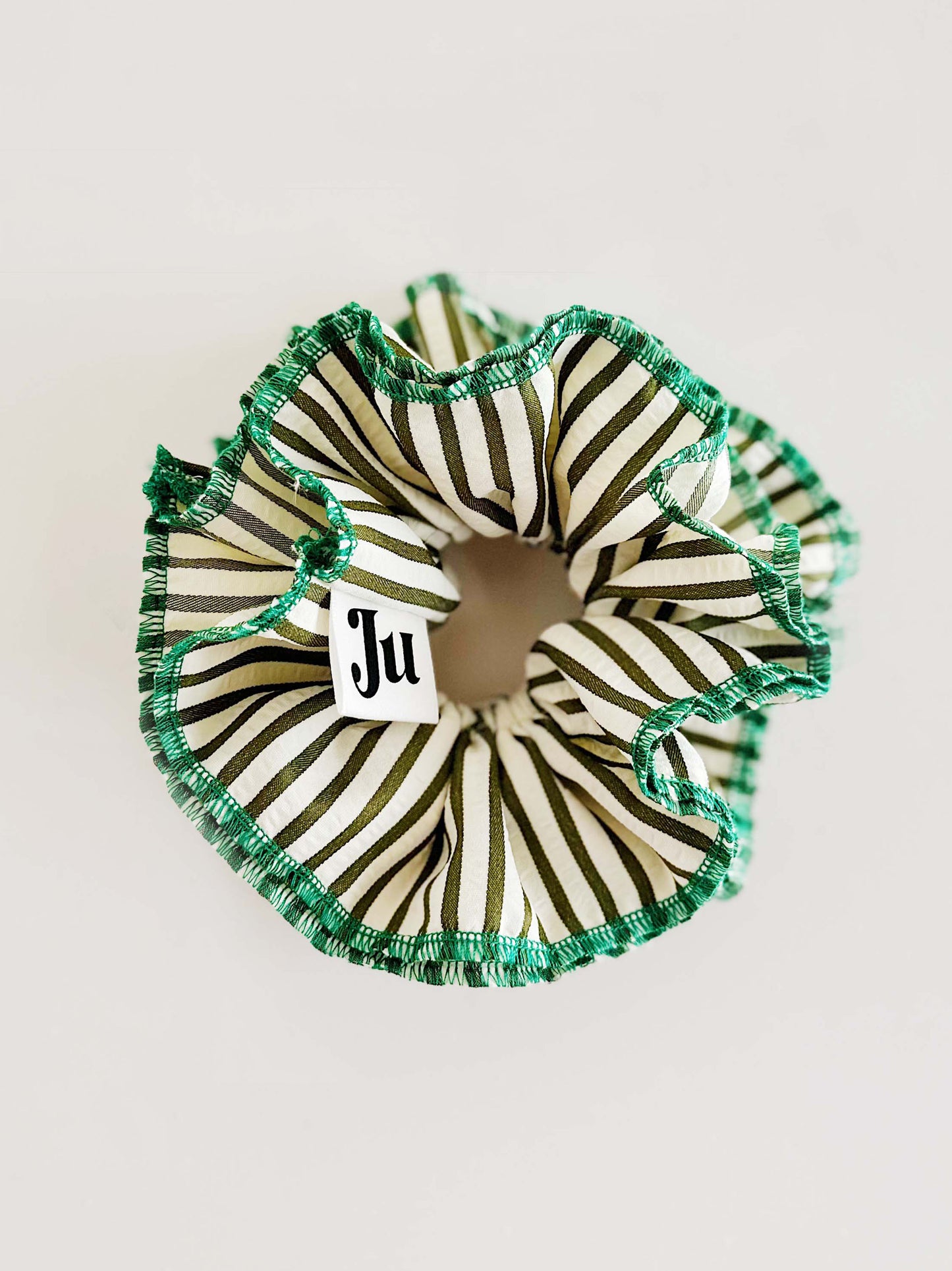 Statement Green Stripe Scrunchies