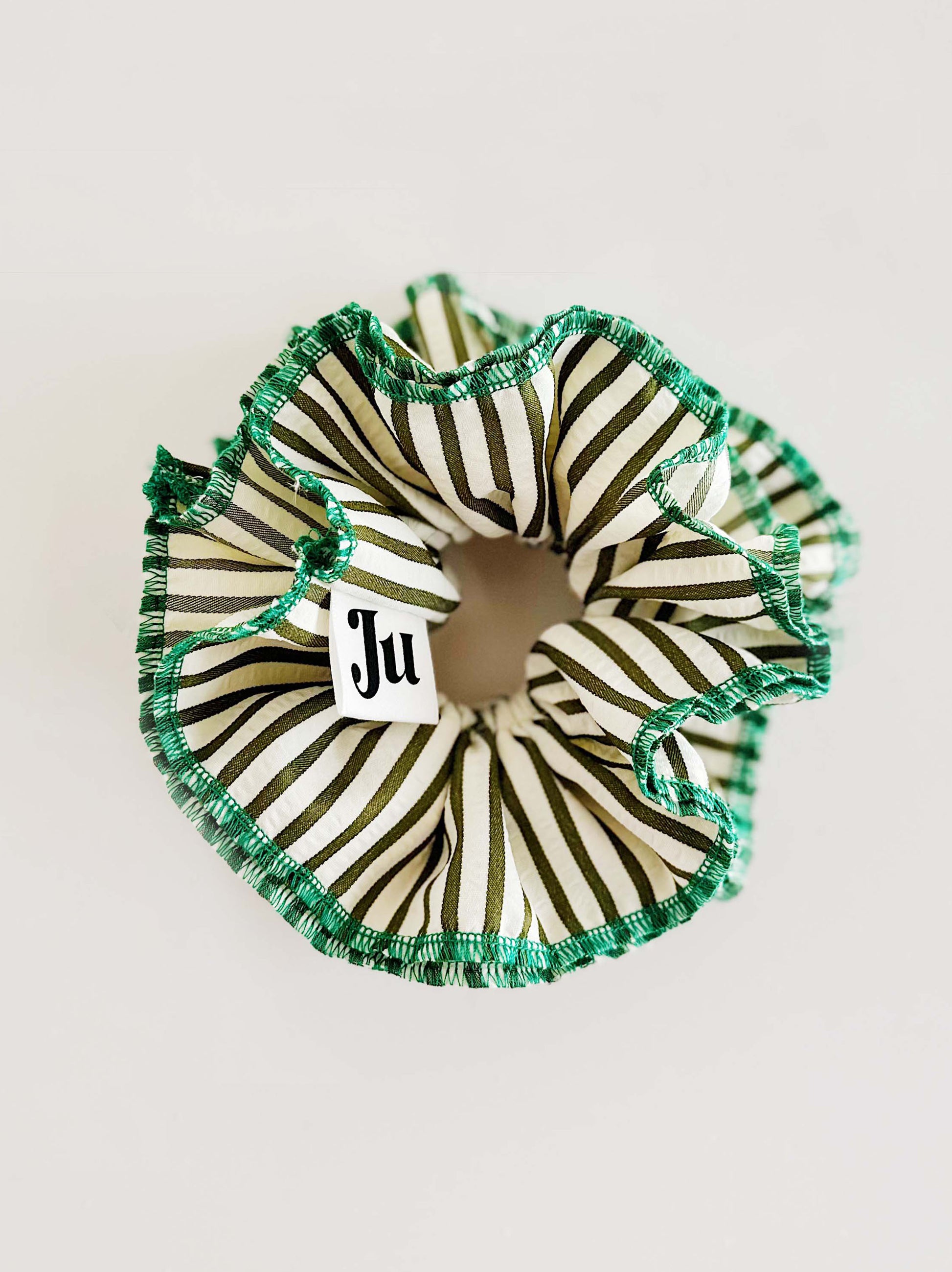 Statement Green Stripe Scrunchies