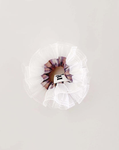 Purple Tartan oversized Organza Scrunchies