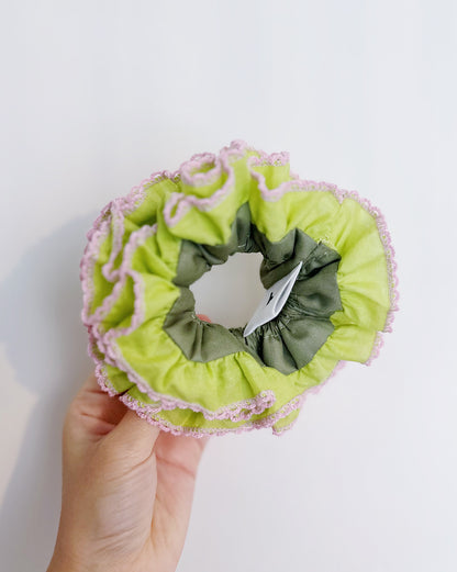 Statement Green ruffle Scrunchies