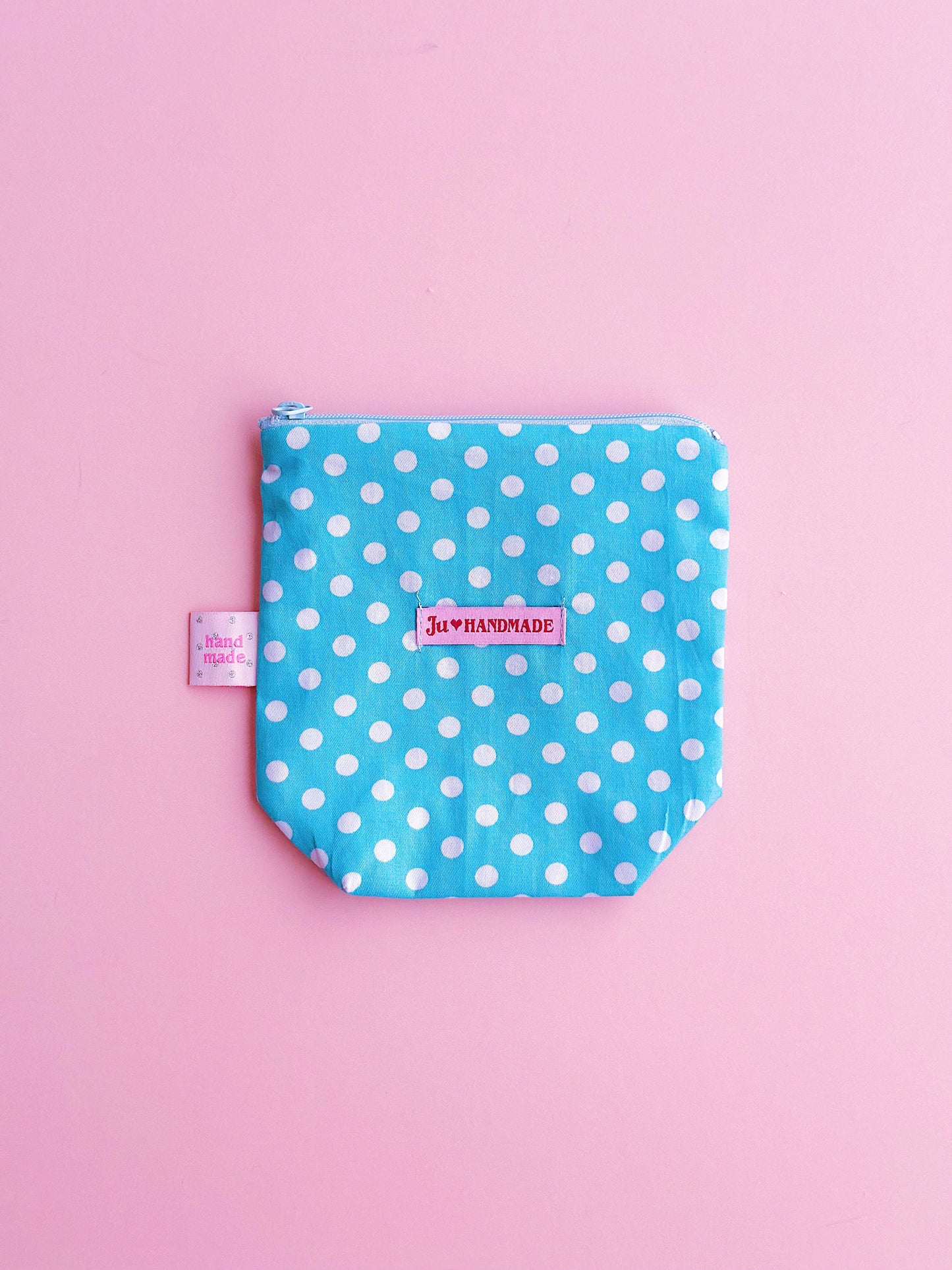 Cute Illustrated Pouch | Zip Polka Dot Cosmetic Bag
