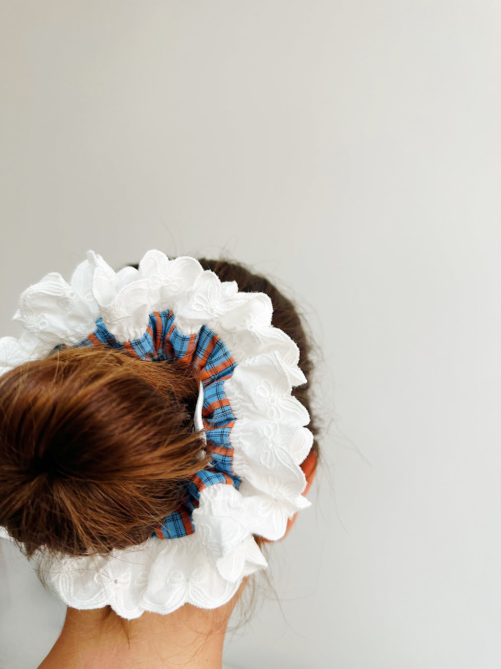 Oversized Blue&Orange gingham Scrunchies
