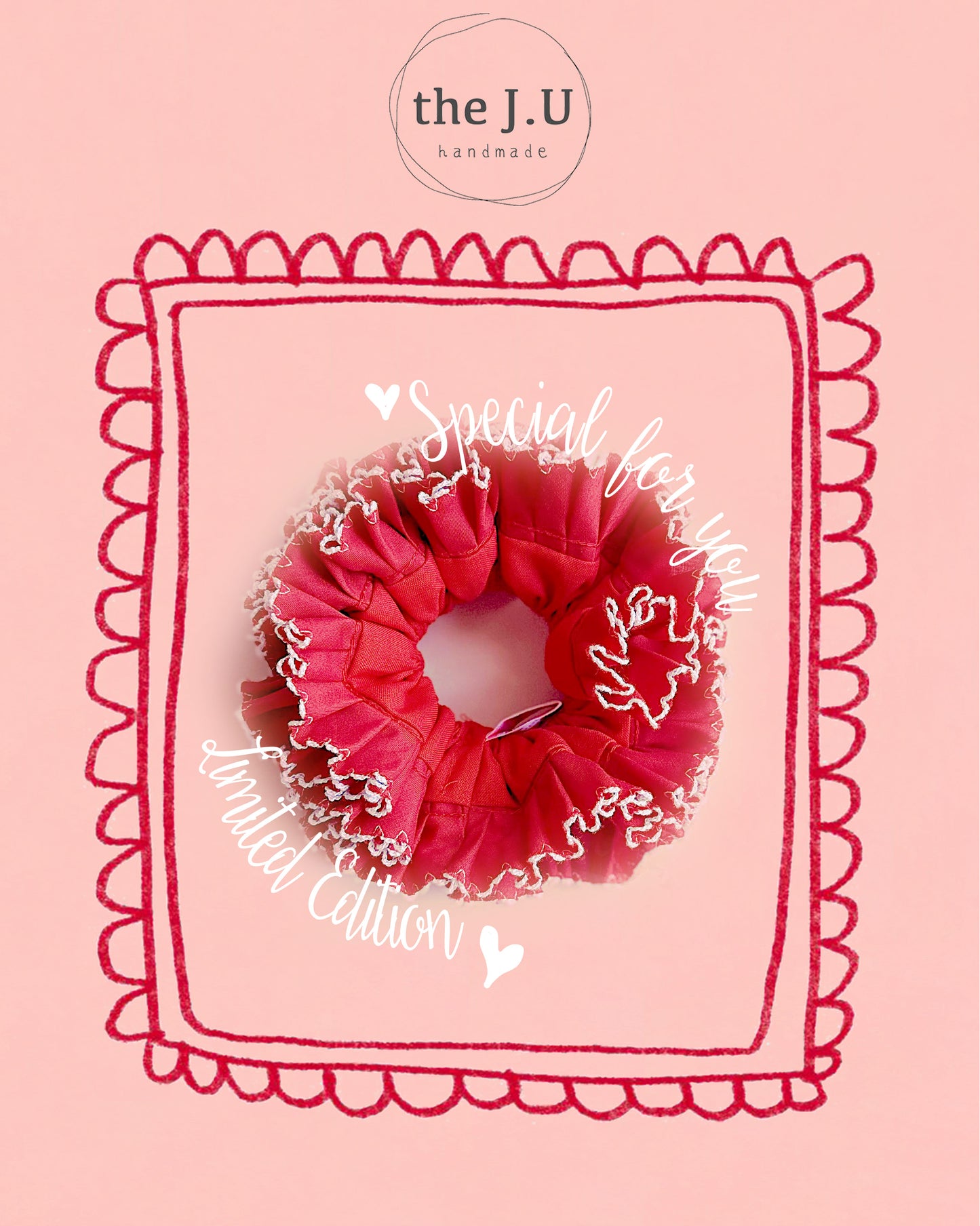 Valentine's Special : Oversized Red Ruffled Scrunchie