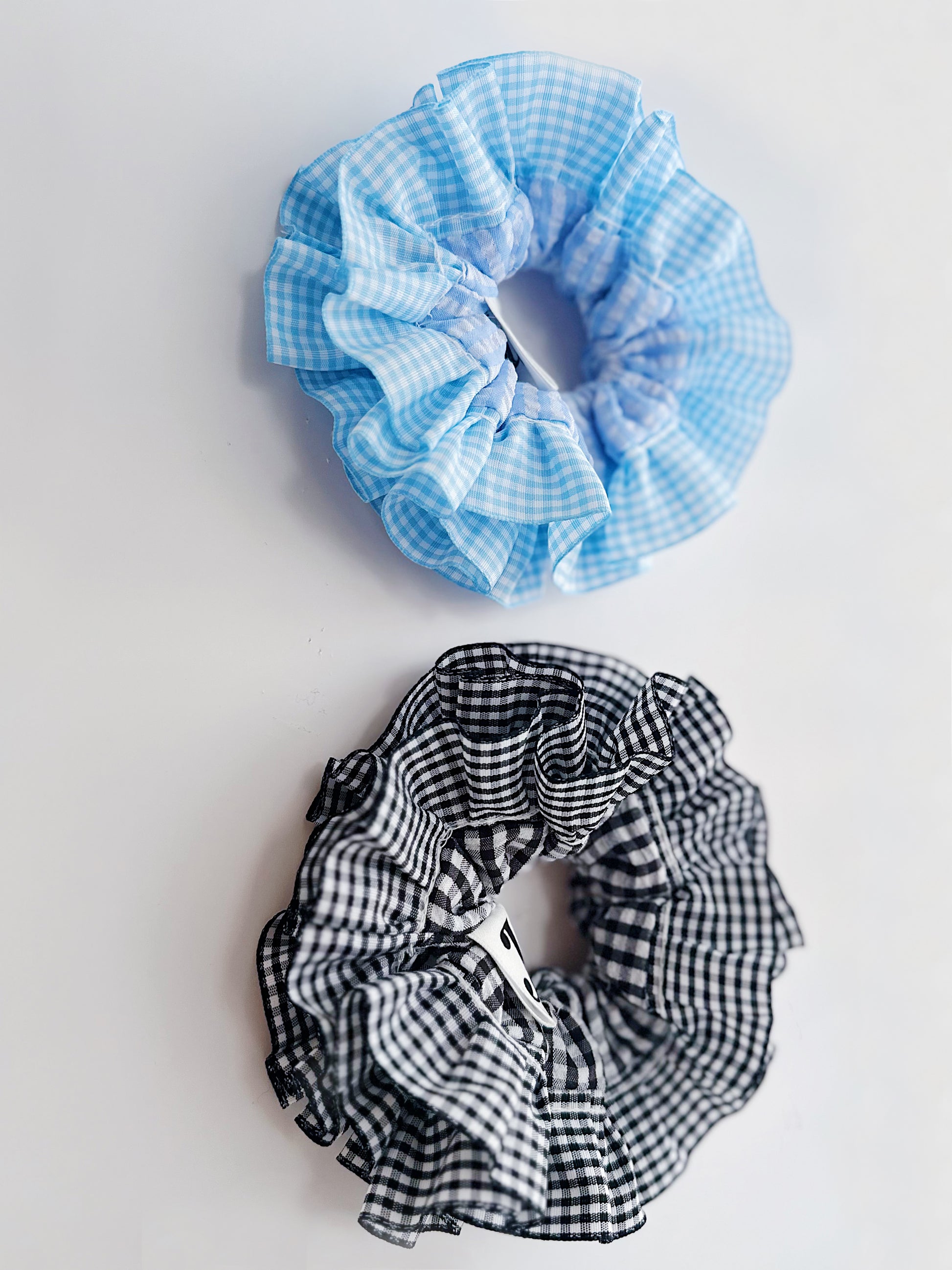 Statement Blue Gingham Scrunchies