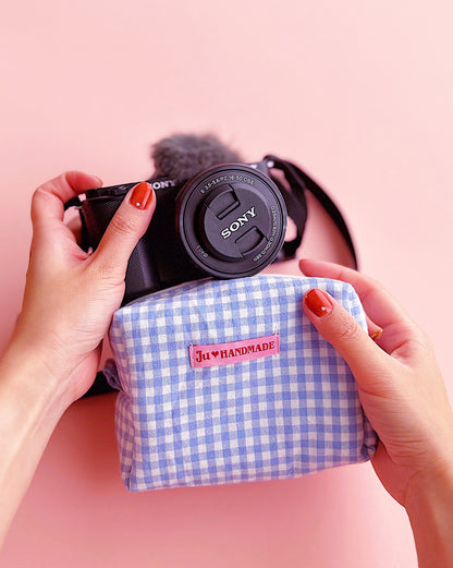 Pastel Blue Camera Pouch｜Handmade Small Pouch | Cute bag for camera
