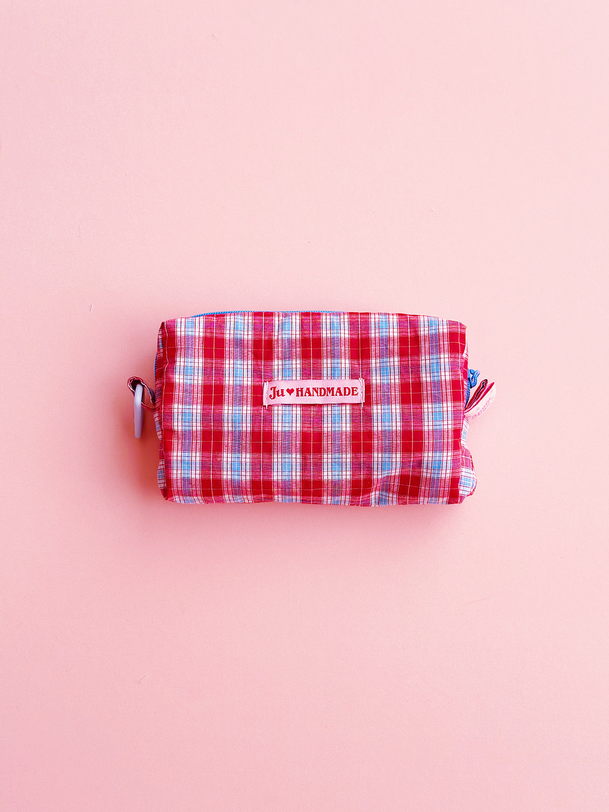 Y2K Blue&Red Plaid Camera Pouch｜Handmade Small Pouch | Cute bag for camera