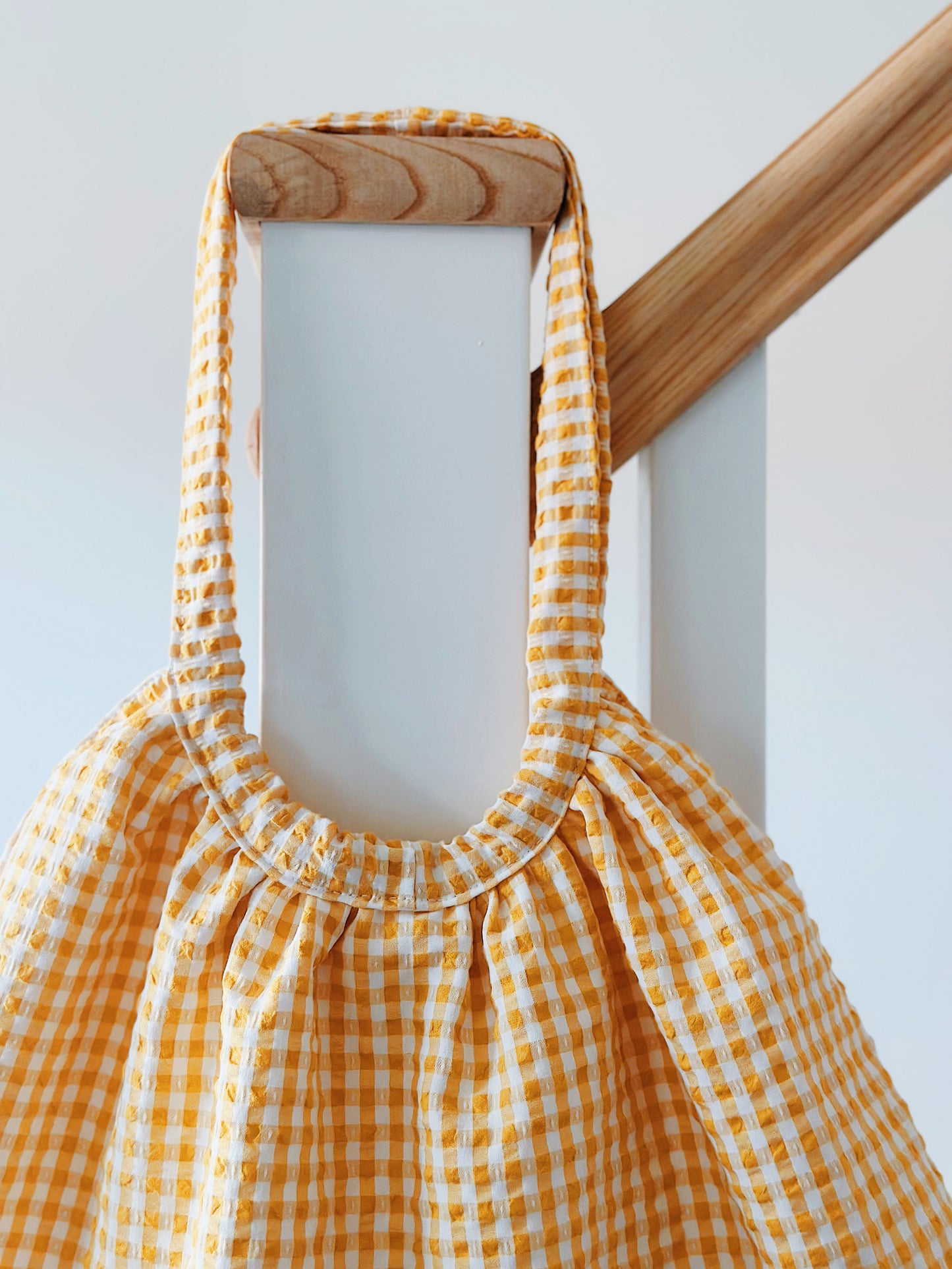 Mustard Yellow Gingham Bubble Tote Bag