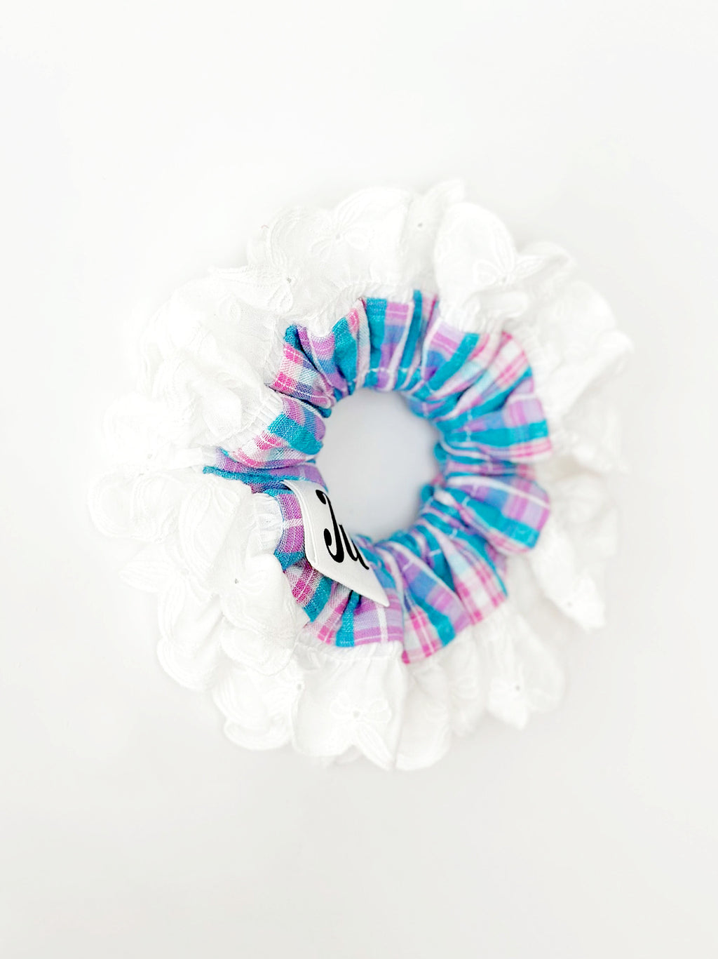 Oversized Blue&Pink gingham Scrunchies