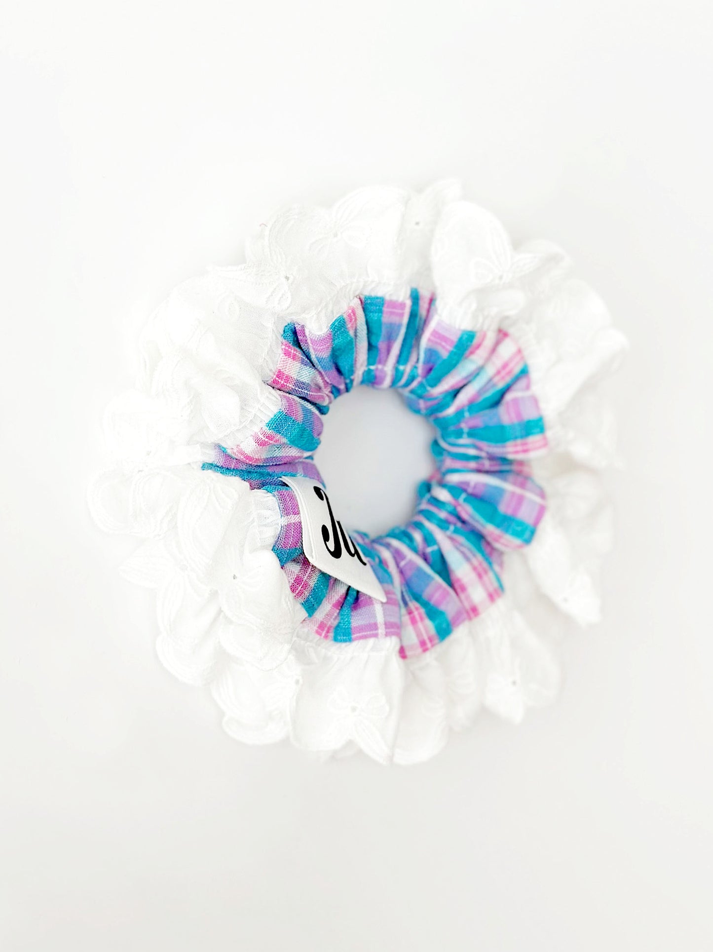 Oversized Blue&Pink gingham Scrunchies