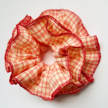 Statement Orange Gingham 4 Layers Scrunchie
