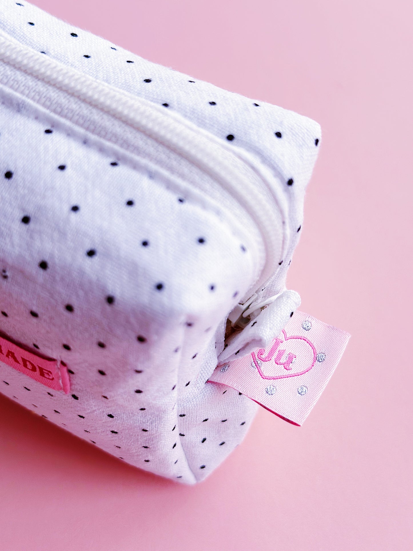 Polka Dot Cat Make Up Pouch | Cute Cotton Small Purse