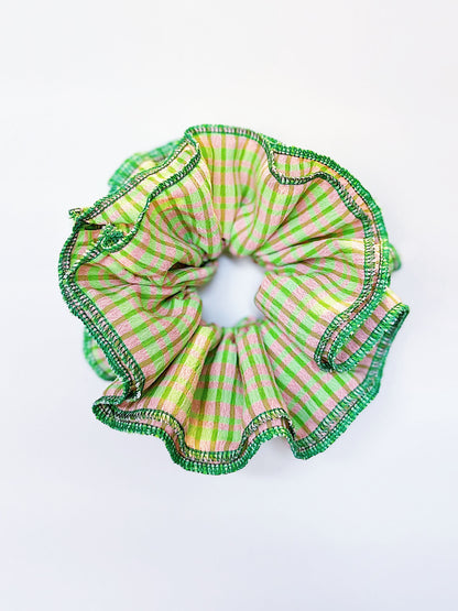 Statement Green&Pink Gingham Scrunchies