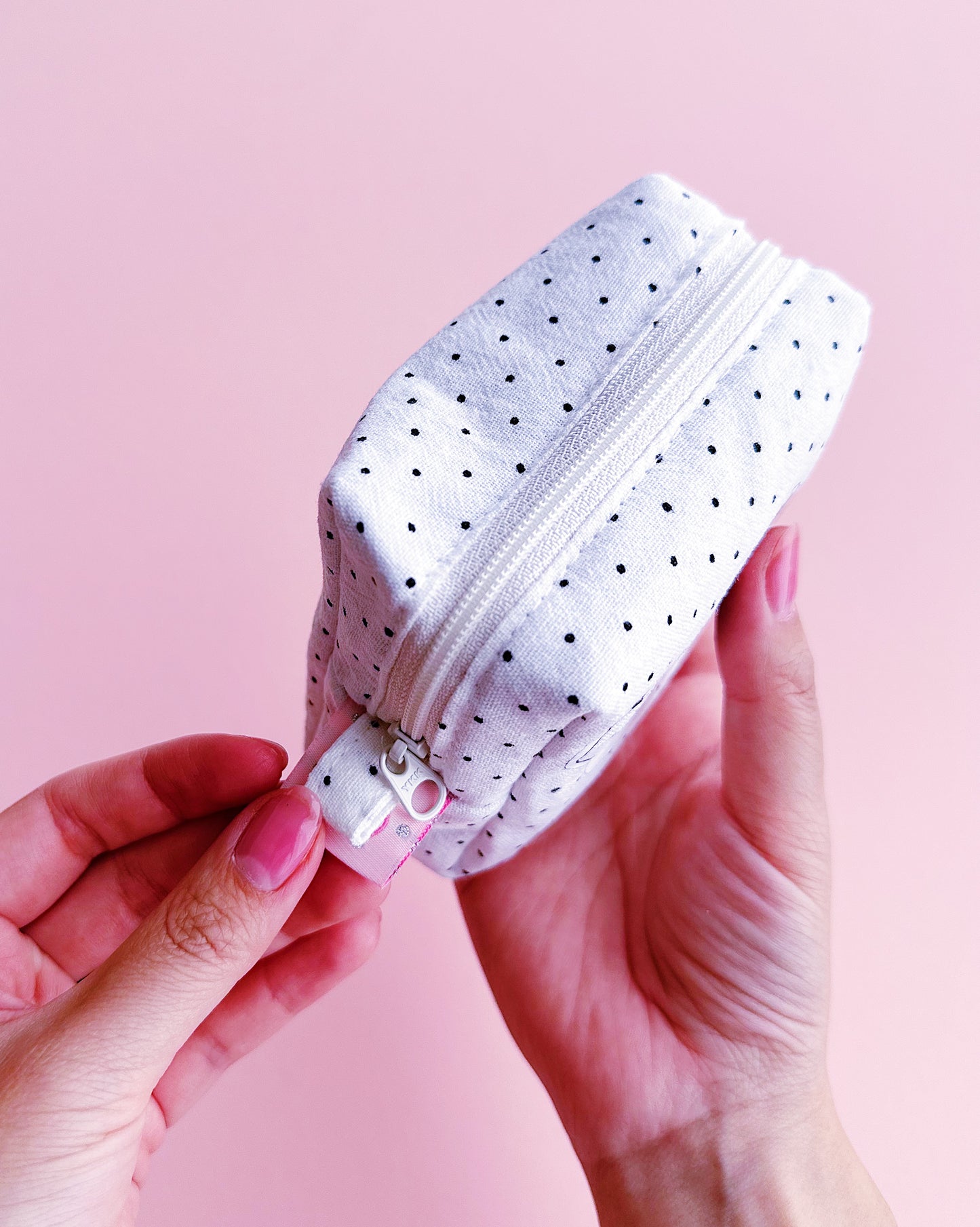 Polka Dot Cat Make Up Pouch | Cute Cotton Small Purse