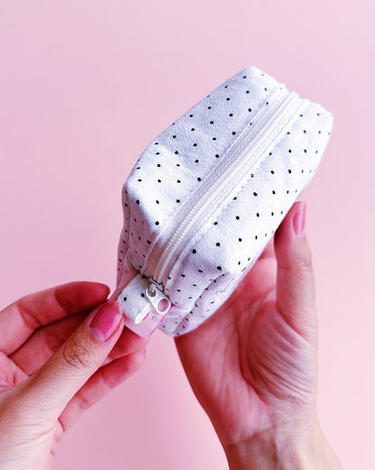 Polka Dot Cat Make Up Pouch | Cute Cotton Small Purse