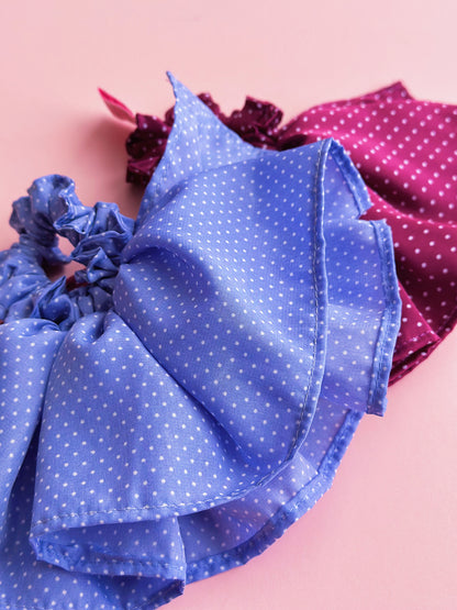 Polka Dot Parisian Ruffles Scrunchies