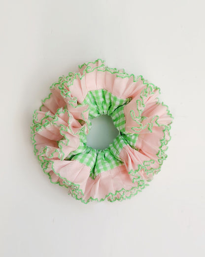 Statement Green Gingham Scrunchies