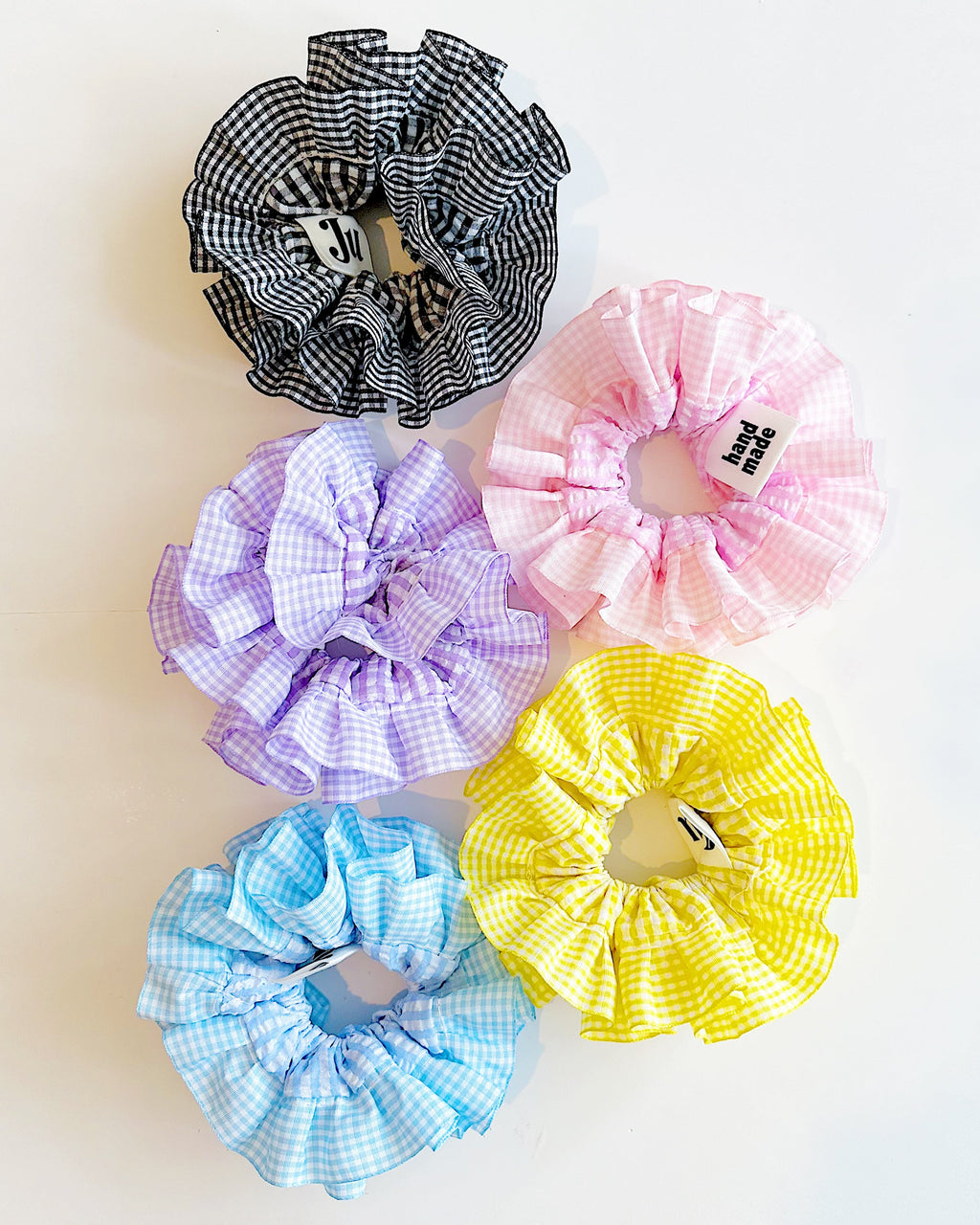 Statement Black Gingham Scrunchies