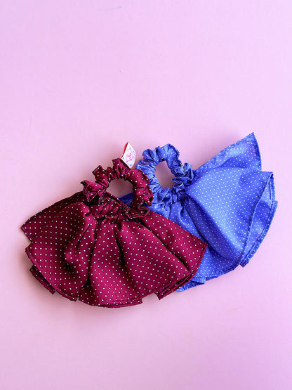 Polka Dot Parisian Ruffles Scrunchies