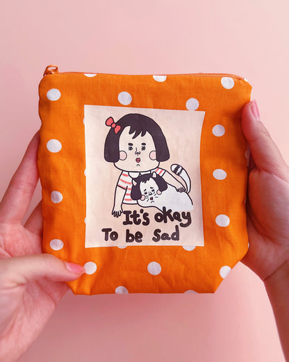 Cute Illustrated Pouch | Zip Polka Dot Cosmetic Bag