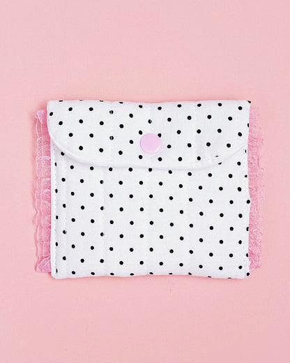 Polk Dot Snap Pouch Coin Purse | Handmade Lace Small Organizer