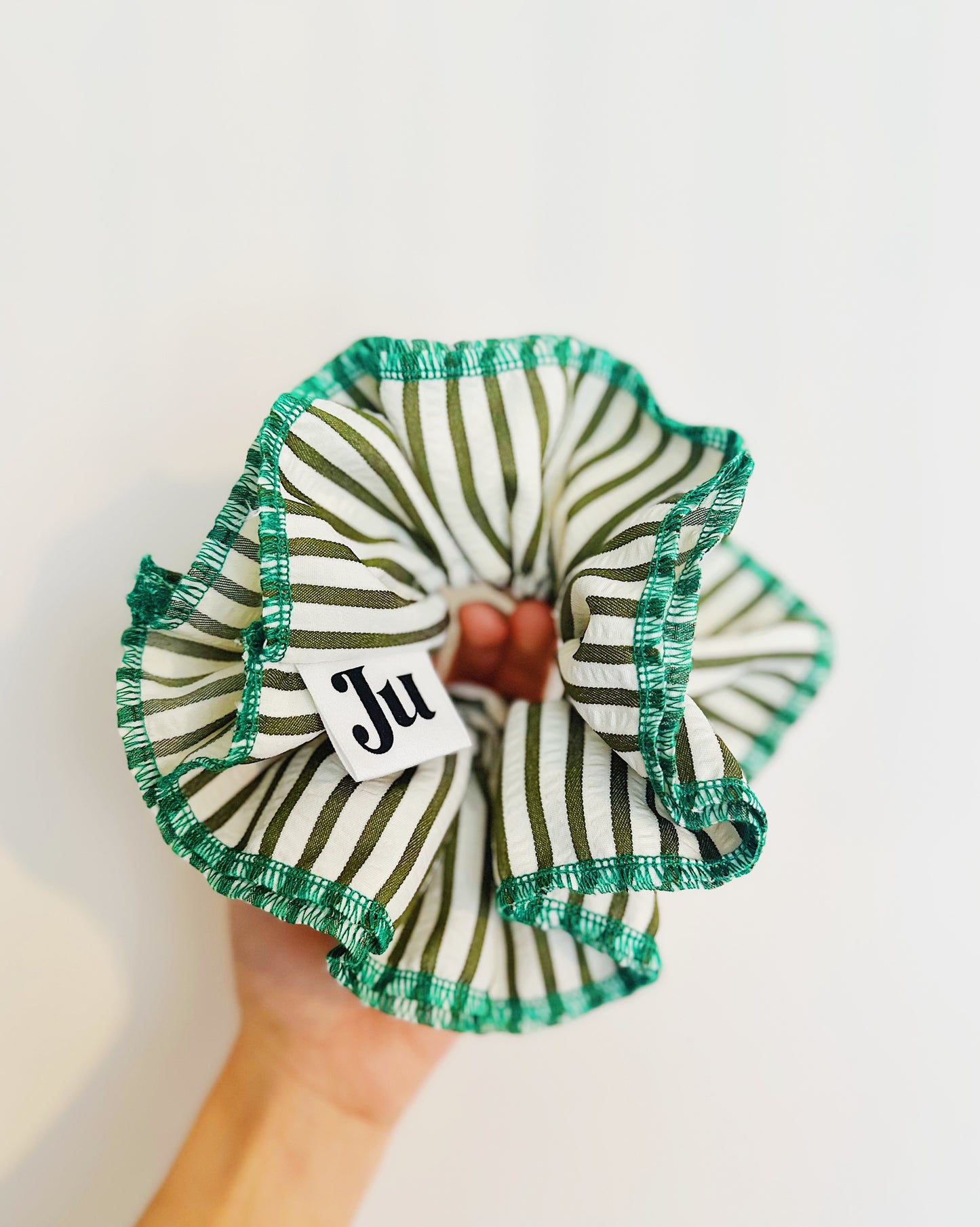 Statement Green Stripe Scrunchies
