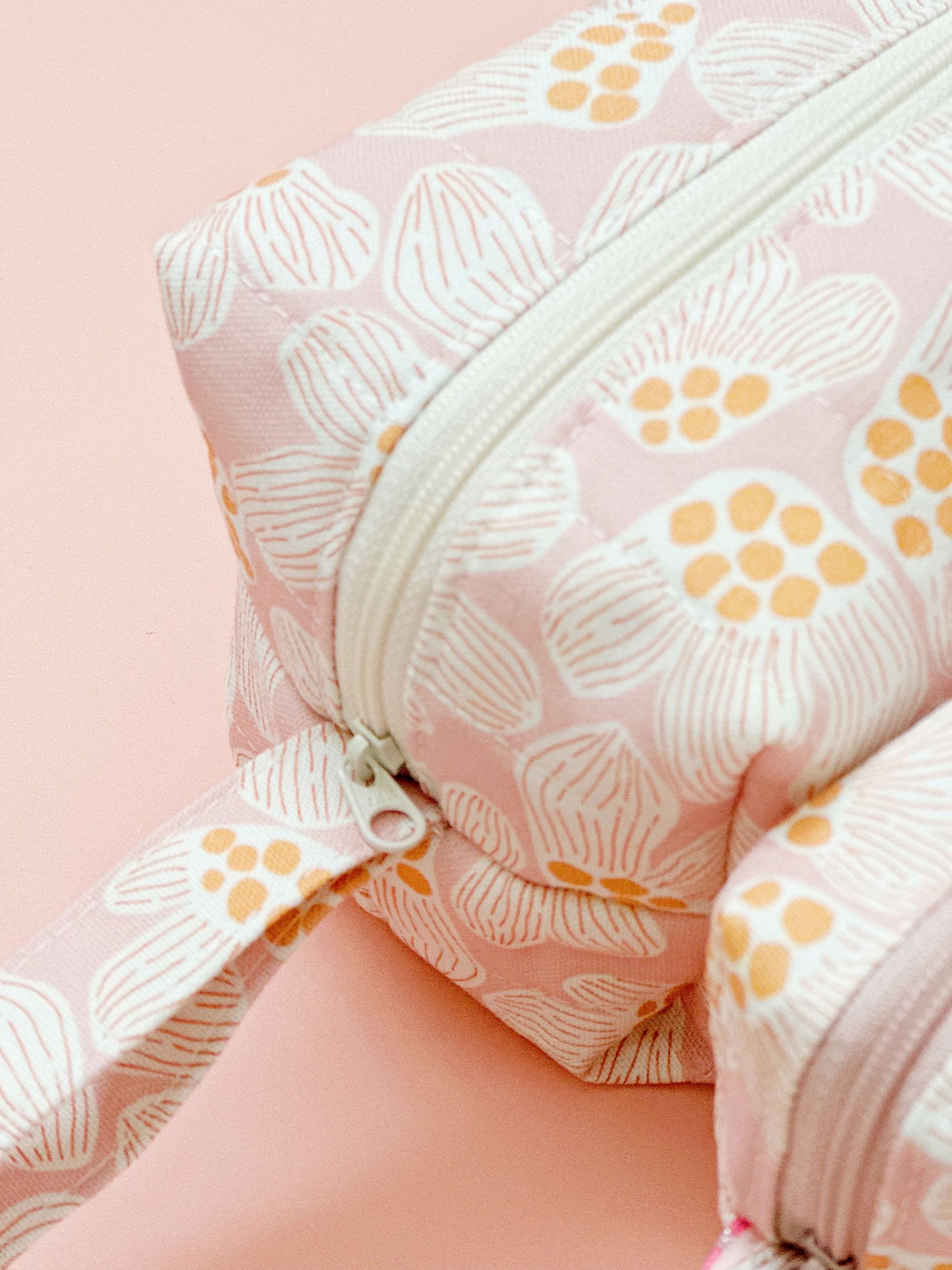 Soft Floral Zipper Pouch | Korean Cotton Fabric | YKK Zipper