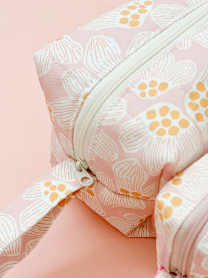 Soft Floral Zipper Pouch | Korean Cotton Fabric | YKK Zipper