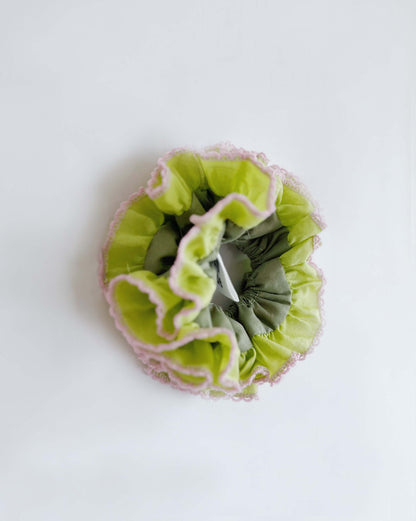Statement Green ruffle Scrunchies