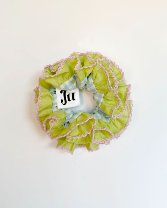 Statement Blue Gingham Scrunchies