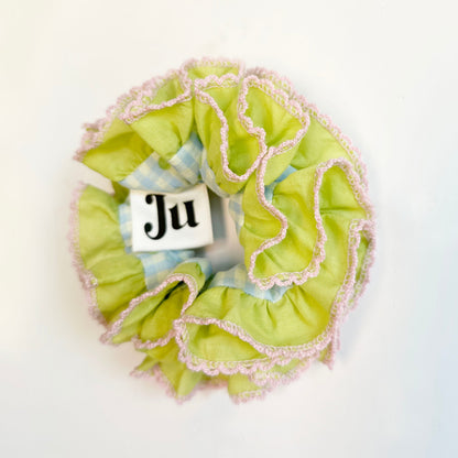 Statement Blue Gingham Scrunchies