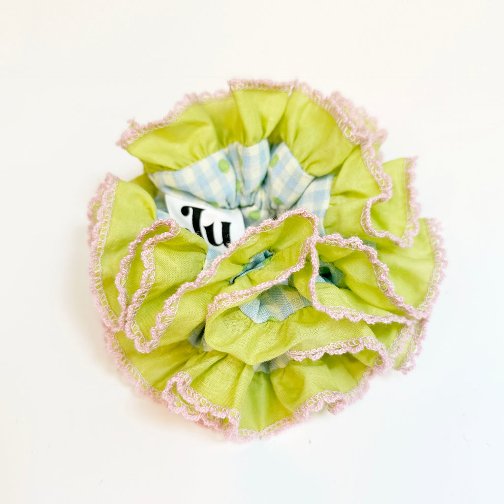 Statement Blue Gingham Scrunchies