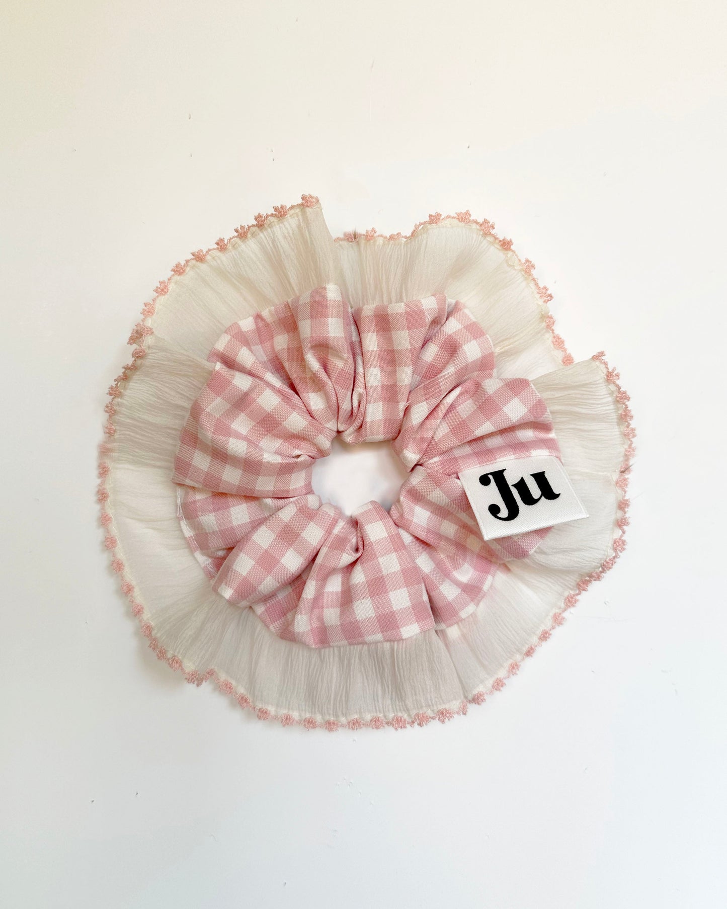 Statement Pink Gingham Scrunchies