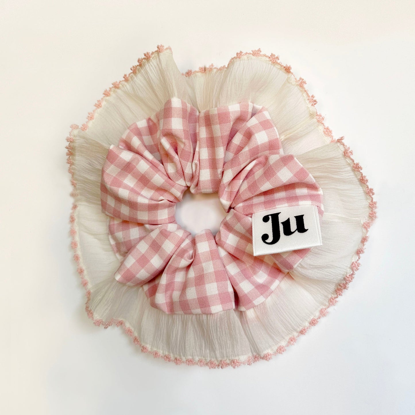 Statement Pink Gingham Scrunchies
