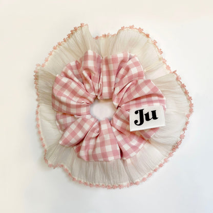 Statement Pink Gingham Scrunchies