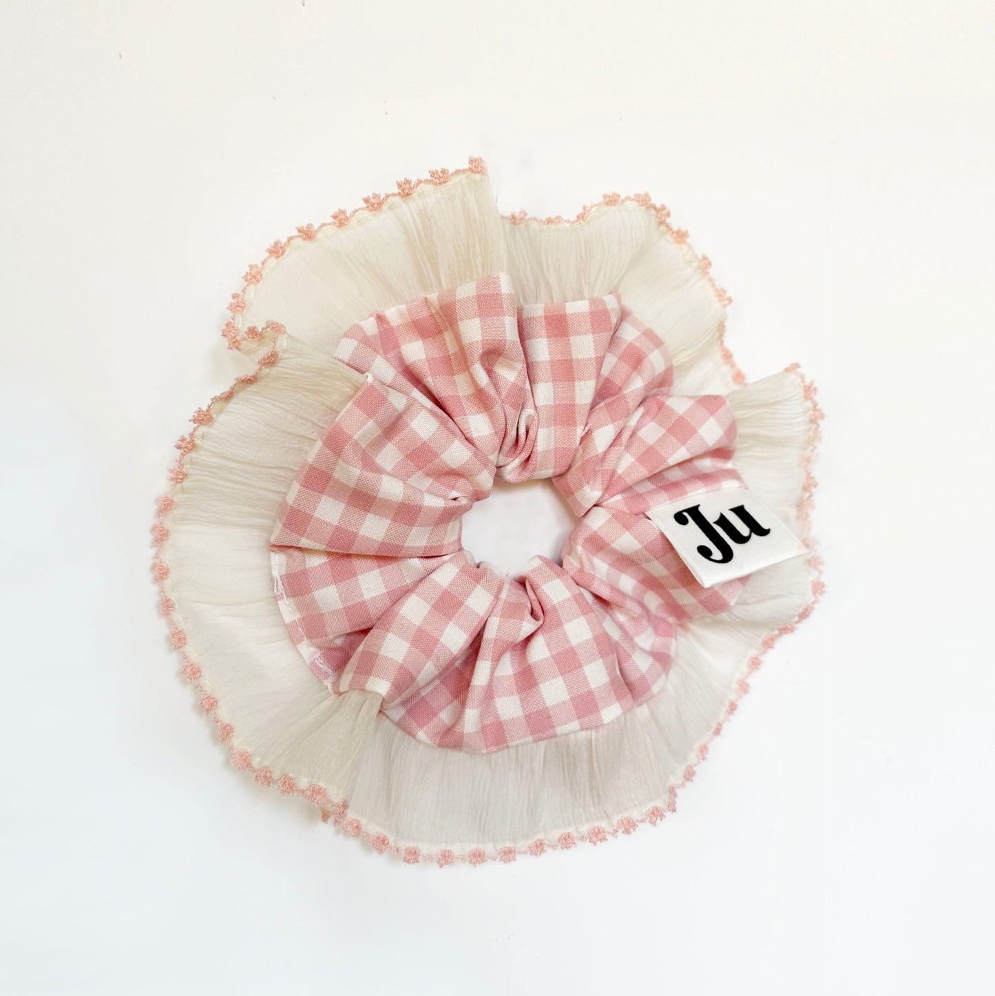 Statement Pink Gingham Scrunchies