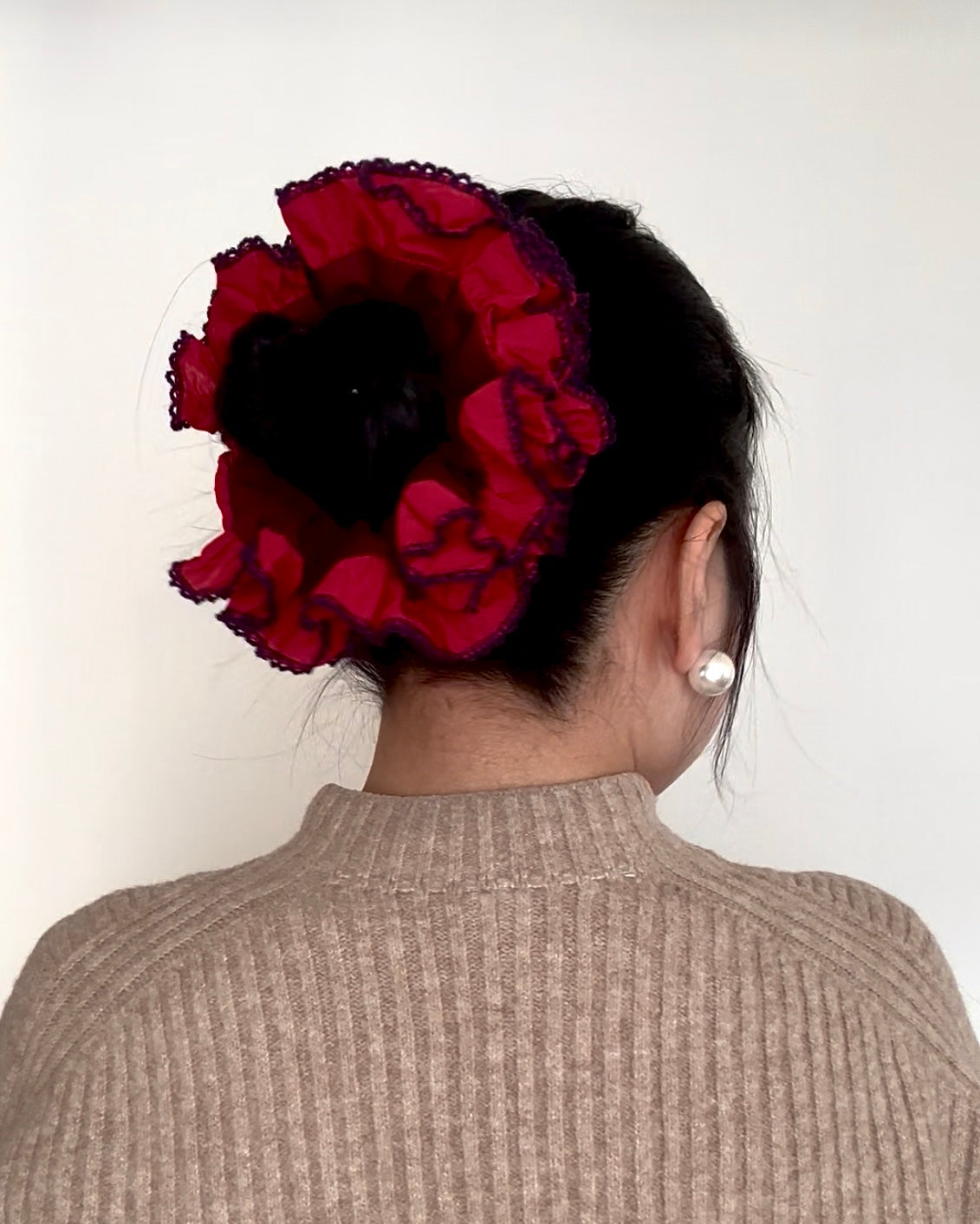 Valentine's Special : Oversized Red Ruffled Scrunchie