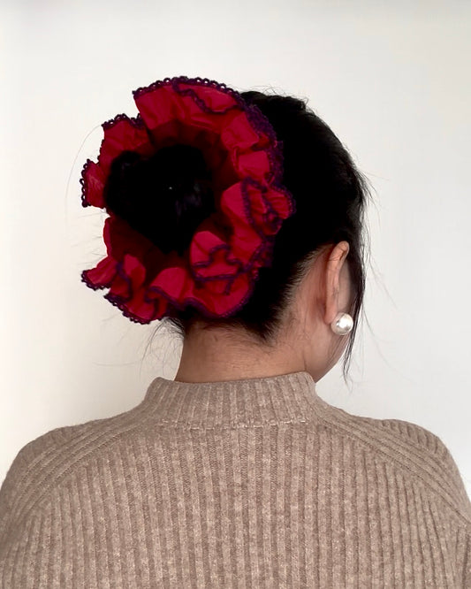 Valentine's Special : Oversized Red Ruffled Scrunchie