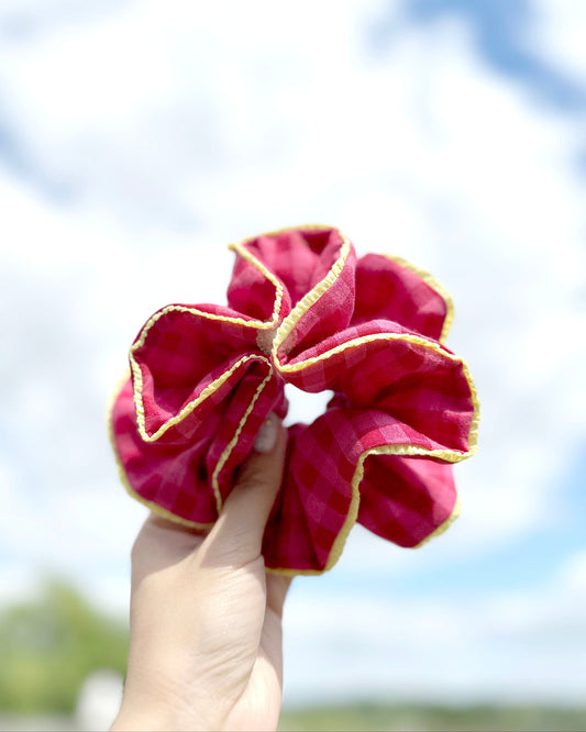 Jumbo Red Gingham Scrunchies