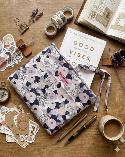 Floral Quilted Book Sleeve – Korean Cotton Book Protector