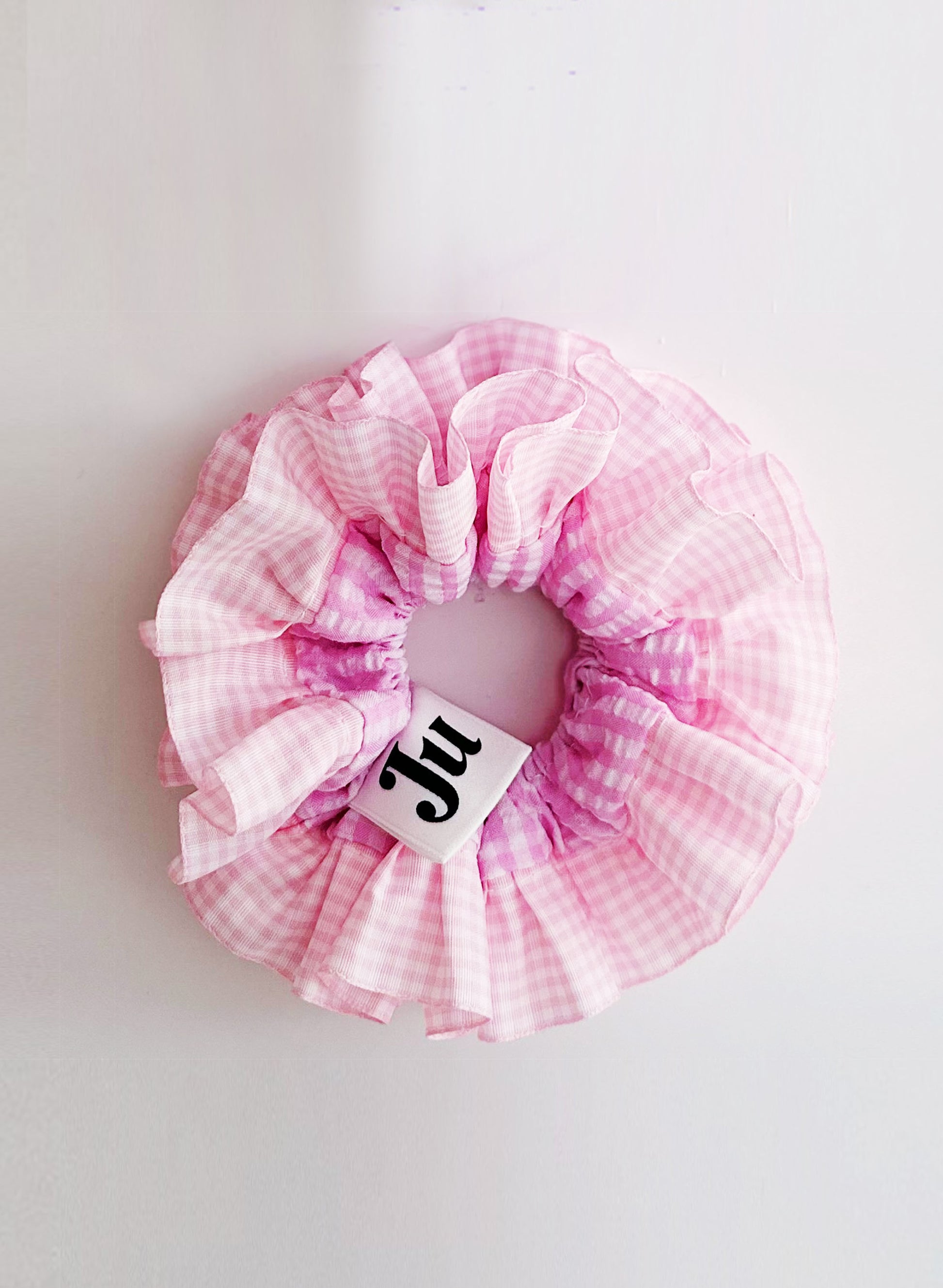 Statement Pink Gingham Scrunchies
