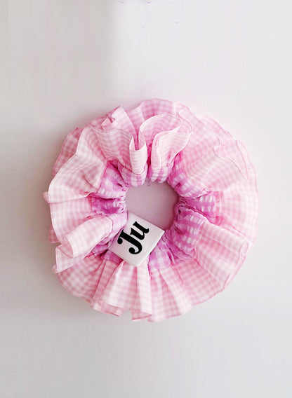 Statement Pink Gingham Scrunchies