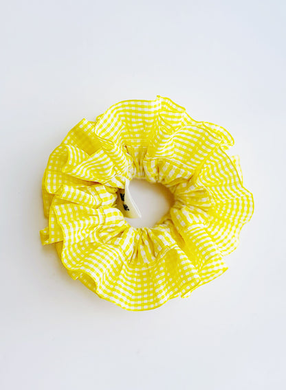 Statement Yellow Gingham Scrunchies