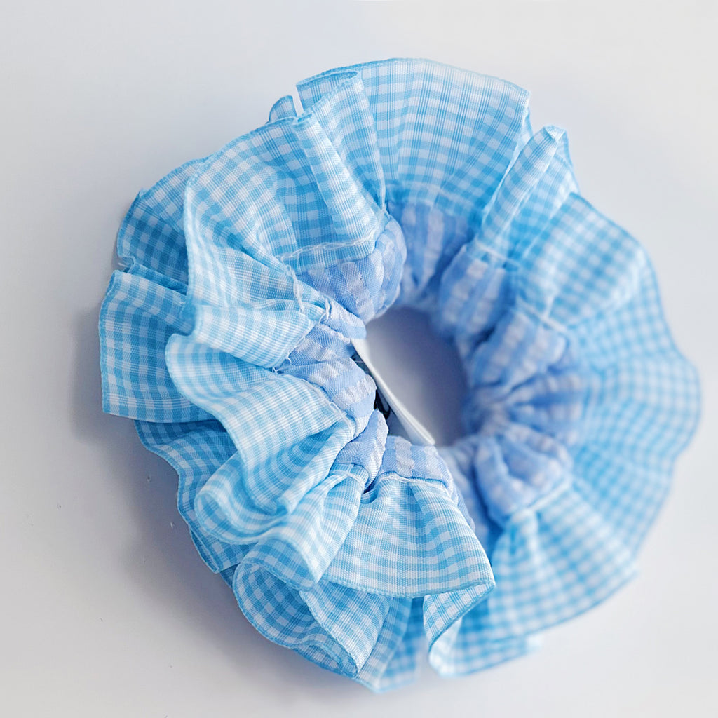 Statement Blue Gingham Scrunchies