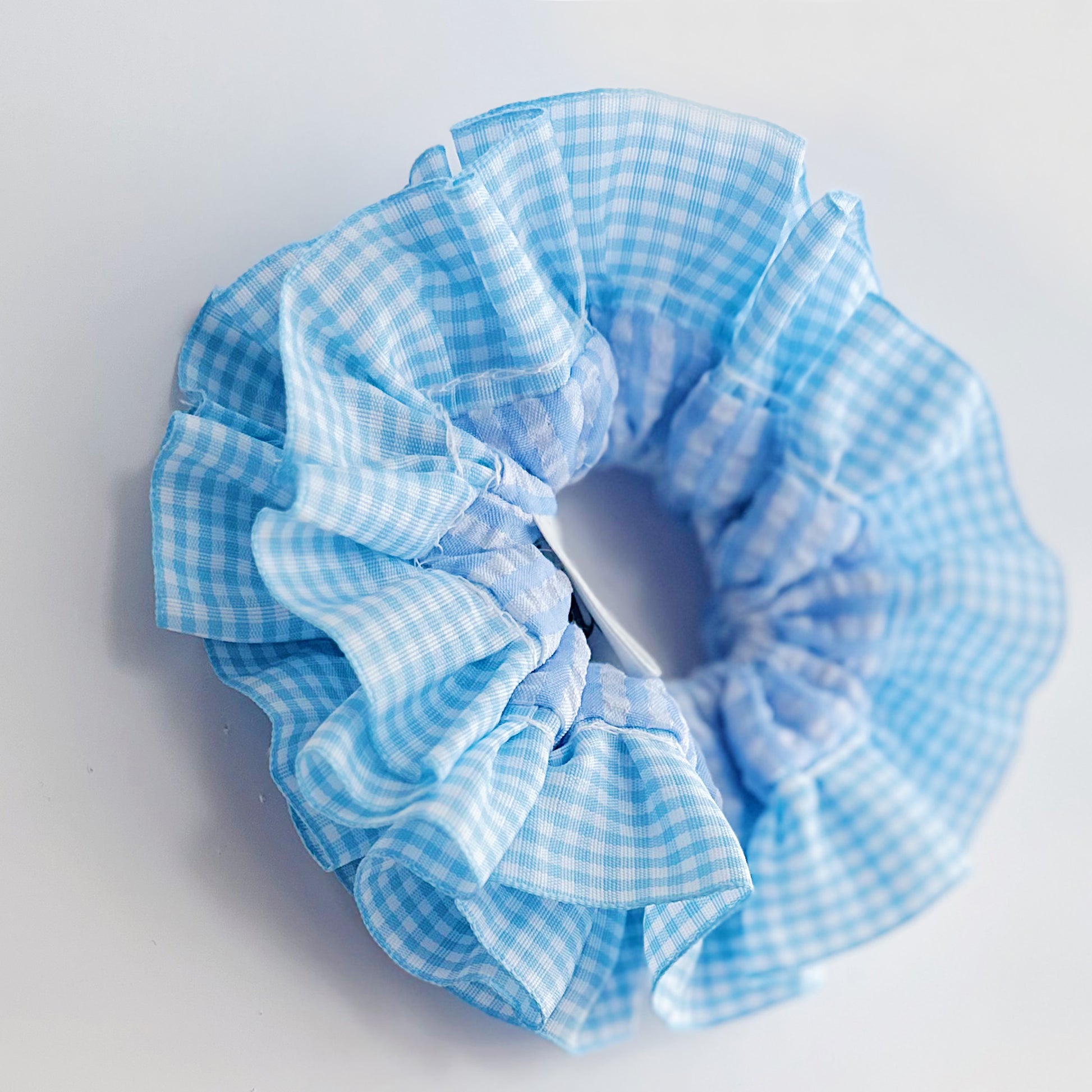 Statement Blue Gingham Scrunchies