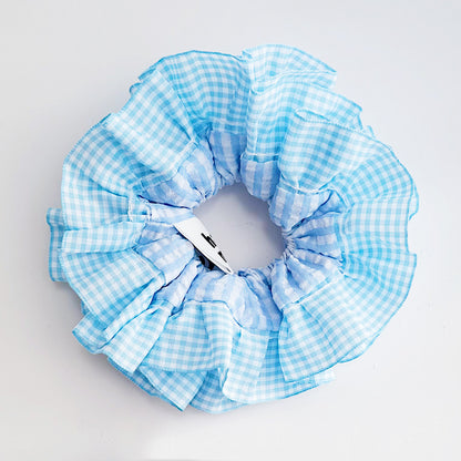Statement Blue Gingham Scrunchies