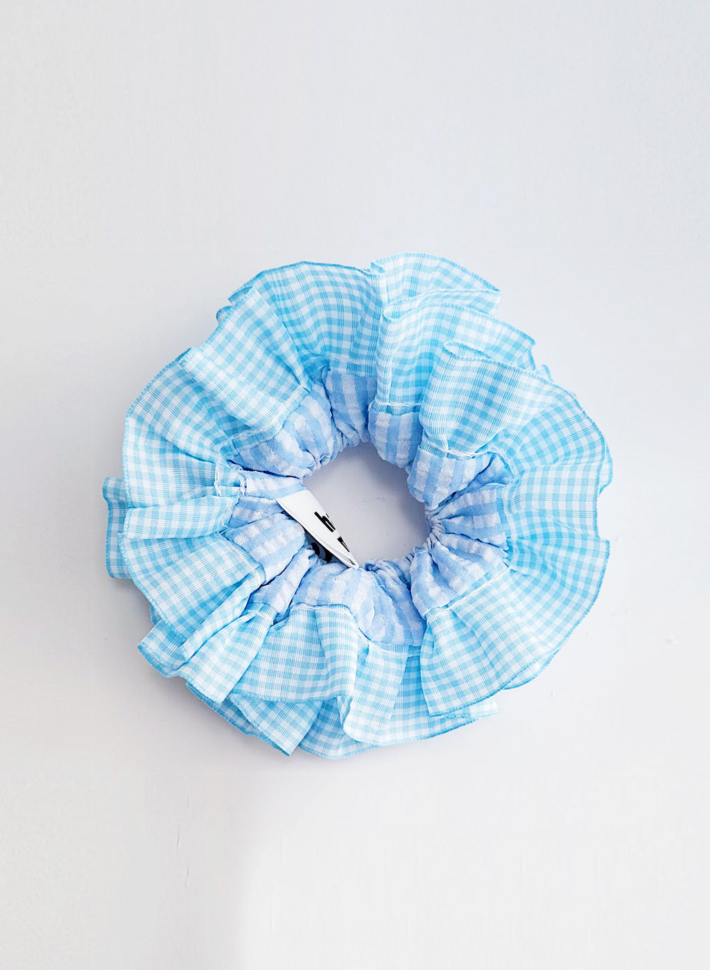 Statement Blue Gingham Scrunchies