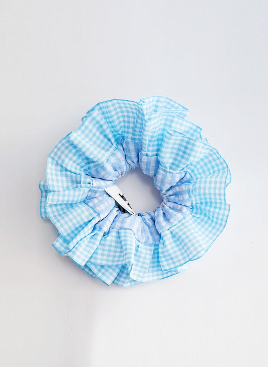 Statement Blue Gingham Scrunchies