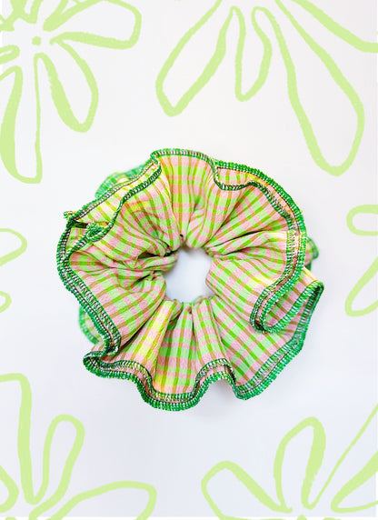 Statement Green&Pink Gingham Scrunchies