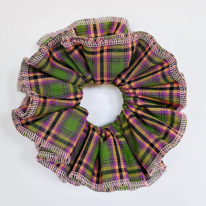Jumbo Gingham Scrunchies, 4 layers Gingham Scrunchies, Large Frilly Scrunchies For Spring, Hair accessories Gifts for Her Holiday Scrunchies